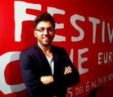 javiero lebrato organizando y produciendo el festival de cine europeo de sevilla